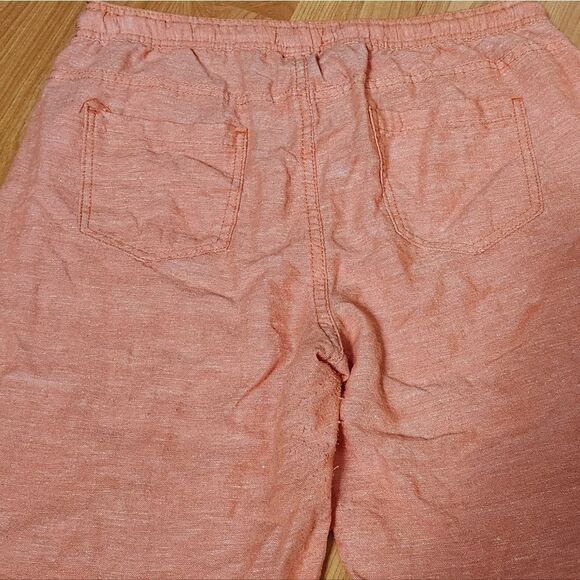🧵📷🔹️Dash Orange Linen Blend Cropped Pants Medium - Picture 8 of 12